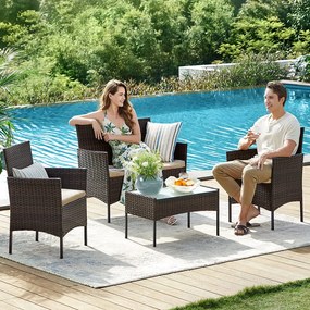 Conjunto de móveis de jardim de 4 peças Castanho-taupe