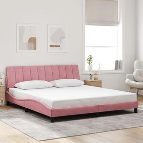 Estrutura de cama c/ cabeceira 180x200 cm veludo rosa