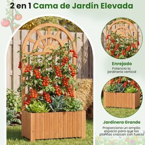 Floreira elevada de madeira com treliça 61 x 30 x 121 cm, tela de privacidade e orifícios de drenagem para plantas trepadeiras, hortaliças e flores Ma