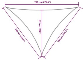 Para-sol estilo vela tecido oxford triangular 5x7x7 m cor creme