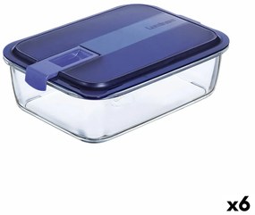 Lancheira Hermética Luminarc Easy Box Azul Vidro (6 Unidades) (1,97 L)