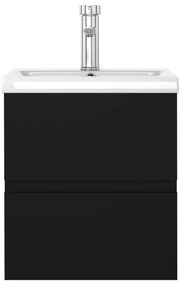 Armário de lavatório c/ lavatório embutido contraplacado preto