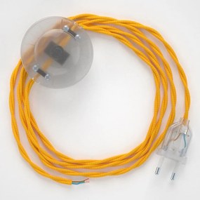Cabo para candeeiro de chão, TM10 Amarelo  Seda Artificial 3 m.  Escolha a cor da ficha e do interruptor. - Transparente