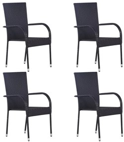 5 pcs conjunto de jantar para jardim preto