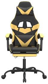 Cadeira gaming giratória + apoio couro artificial preto/dourado