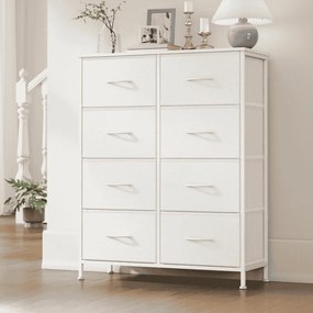 Cómoda com 8 gavetas em tecido 30 x 76,7 x 95,2 cm branco-nuvem e branco-neve