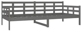 Sofá-cama 90x200 cm madeira de pinho maciça cinzento