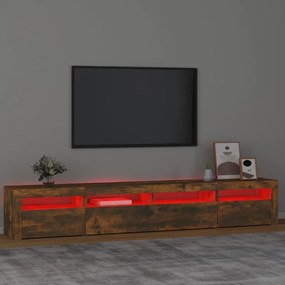 Móvel de TV com luzes LED 240x35x40 cm carvalho fumado