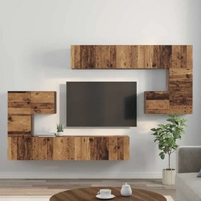 Conjunto de móvel de TV com armazenamento com porta 8 pcs Madeira Anti