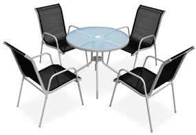 vidaXL Conjunto de jantar para jardim 5 pcs 80x71 cm aço preto/cinza