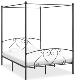 Estrutura de cama com dossel metal cinzento 140x200 cm