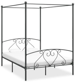 vidaXL Estrutura de cama com dossel metal cinzento 140x200 cm