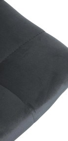 Banco de bar Jerry em veludo com estrutura preta 87-108,5 x 43 x 46,5 cm Cinzento escuro