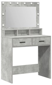 Mesa de Maquilhagem com Luzes LED Cinza Betão 79x41x135 cm