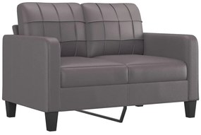 Sofá 2 lugares + almofadas decorativas 120cm couro artif. cinza