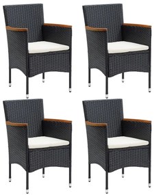 310566 vidaXL Cadeiras de jantar para jardim 4 pcs vime PE preto