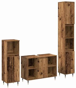 vidaXL Conjunto de Móveis de Banheiro com porta 3 pcs Madeira Antiga