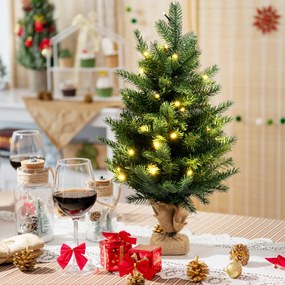 Árvore de Natal artificial de 60 cm com 35 luzes LED e temporizador 234 ramos Base estável Decorações Verde