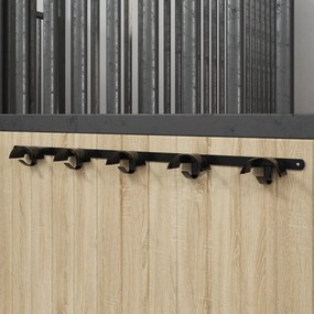 vidaXL Suporte de brida para 5 bridas com 5 ganchos ferro preto