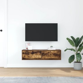 Armário de TV vidaXL Carvalho Fumê 100x31x25,5 cm Madeira de Engenhari