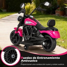 Mota elétrica infantil de 6 V com farol LED, música, 2 rodas, pedais de treino e espelhos retrovisores – a partir dos 18 meses – Preto + Rosa