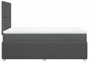 Cama boxspring com colchão 120x190 cm tecido cinzento-escuro