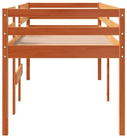Cama alta 80x200 cm madeira de pinho maciça castanho cera