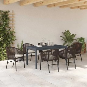 Conjunto de Jantar de Jardim Manual 7 pcs Castanho Médio