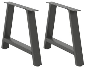 vidaXL Pés para mesa de centro em formato A, 2 peças, antracite, 60x (42-43) cm, aço
