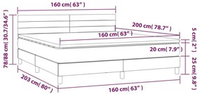 Cama box spring c/ colchão e LED 160x200 cm tecido preto