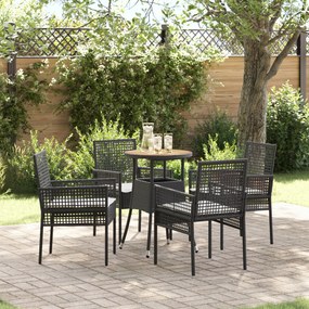 vidaXL Conjunto de Jantar de Jardim de 5 Peças em Rattan Sintético Preto