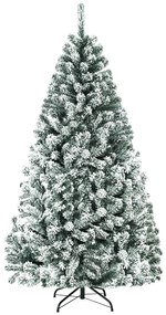 Árvore de Natal 1,8 m com neve Não Iluminada com Dobradiças e Base de Verde e Branca