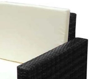 2 pcs conjunto lounge de jardim c/ almofadões vime PE preto