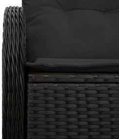 Sofá de Jardim 2 Lugares com Almofadas VidaXL Preto Rattan
