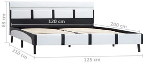 Estrutura de cama c/ LED 120x200 cm couro artificial branco