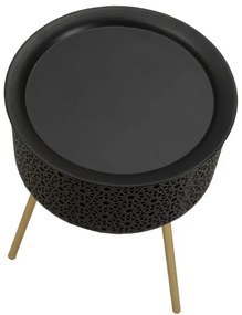 MESA DE APOIO Ø 35X50 CM DOURADA E PRETA