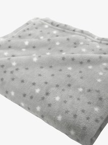Manta em microfibra, estampado às estrelas, Basics cinza-claro