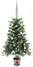 3077724 vidaXL Árvore Natal artificial pré-iluminada c/ bolas 90 cm verde