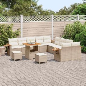 Conjunto de Sofás de Jardim vidaXL de 13 Peças com Almofadas Bege