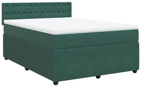 Cama com molas/colchão 160x200 cm veludo verde-escuro