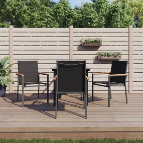 5 pcs conjunto de jantar para jardim textilene e aço preto