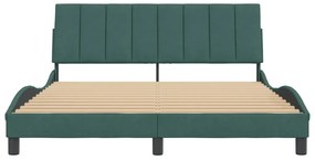 Estrutura de cama sem colchão 160x200 cm veludo verde-escuro