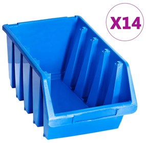 Caixas de arrumação empilháveis 14 pcs plástico azul