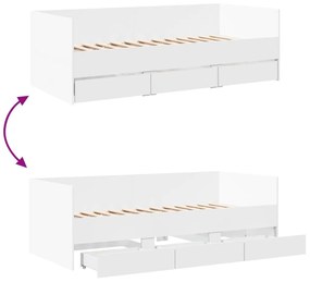 Sofá-cama c/ gavetas 100x200 cm derivados de madeira branco