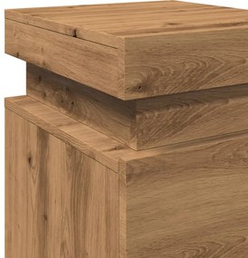 Mesa de cabeceira c/ LED derivados madeira carvalho artisiano