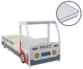 vidaXL Cama carro da policia infantil com colchão de memória 90x200 cm
