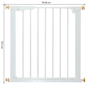 Barreira de Segurança Ferro Branco para Crianças / Cães / Gatos Separação de Segurança 74-95 x 70 cm