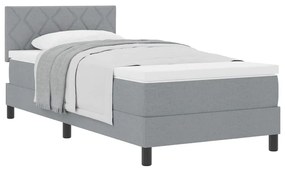 Cama Box Spring com Colchão Cinza Claro 90x200 cm Tecido