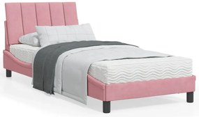Cama com colchão 90x190 cm veludo rosa
