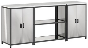 Conjunto de Armazenamento de Cozinha com prateleira 3 pcs Prata